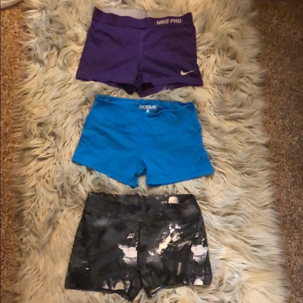 3 spandex Crossfit shorts (nike, rogue, Reebok)